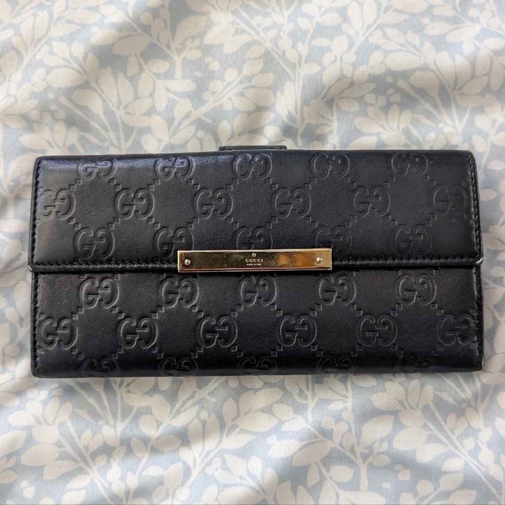 Gucci Black Guccissima Long Wallet